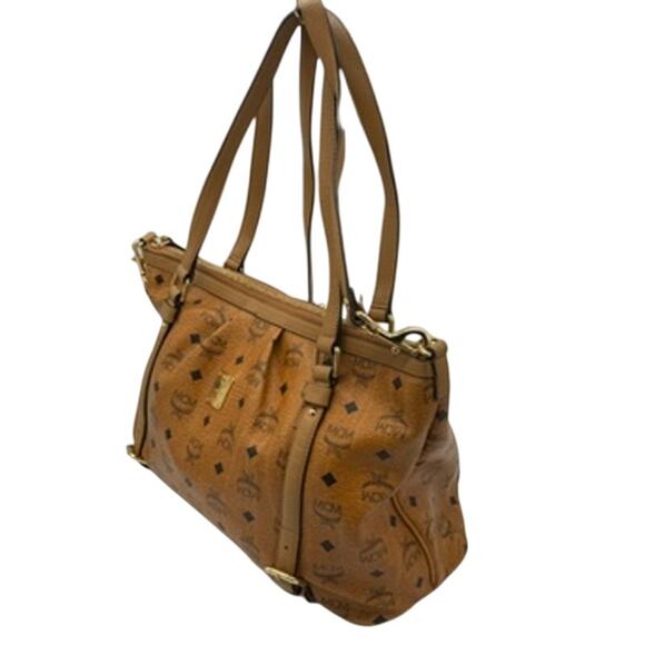 MCM Visetos Tote*Signature Cognac Design*Dual handle cross-body!*COMMUTER - Picture 3 of 14